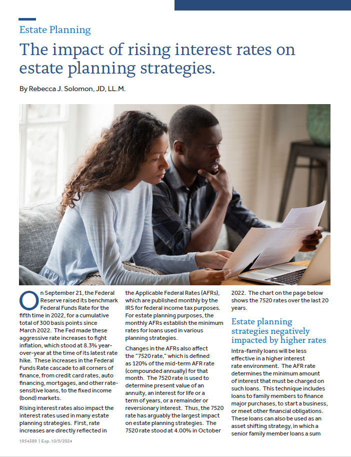 The impact of rising interest rates on estate planning strategies